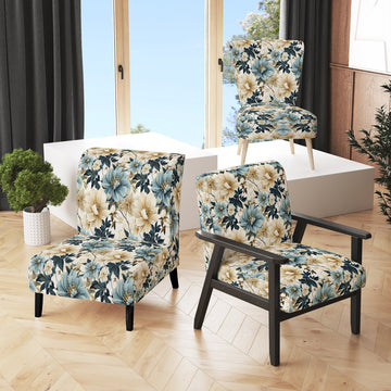 Sandy Beige And Blue Hydrangea Tranquility - Cottage Arm Chair